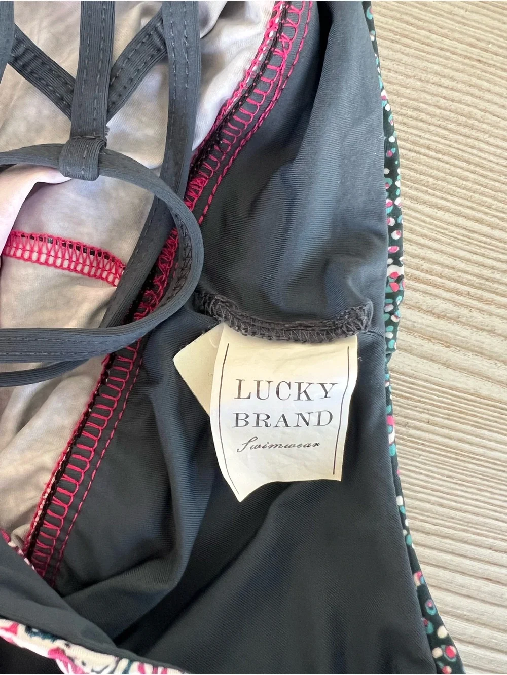 Lucky Brand Pink & Black Printed Tankini Set